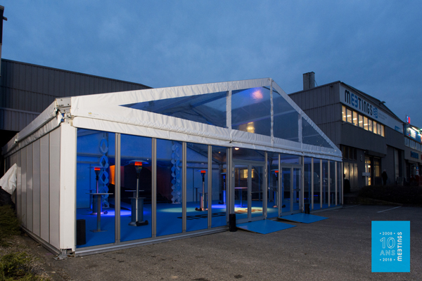 Structure 15 x 10 m en bardage PVC et vitré location pour événement Lyon 